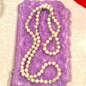 White Howlite bead 32” knotted necklace